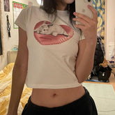 Love Bunny – Weißes bauchfreies Top